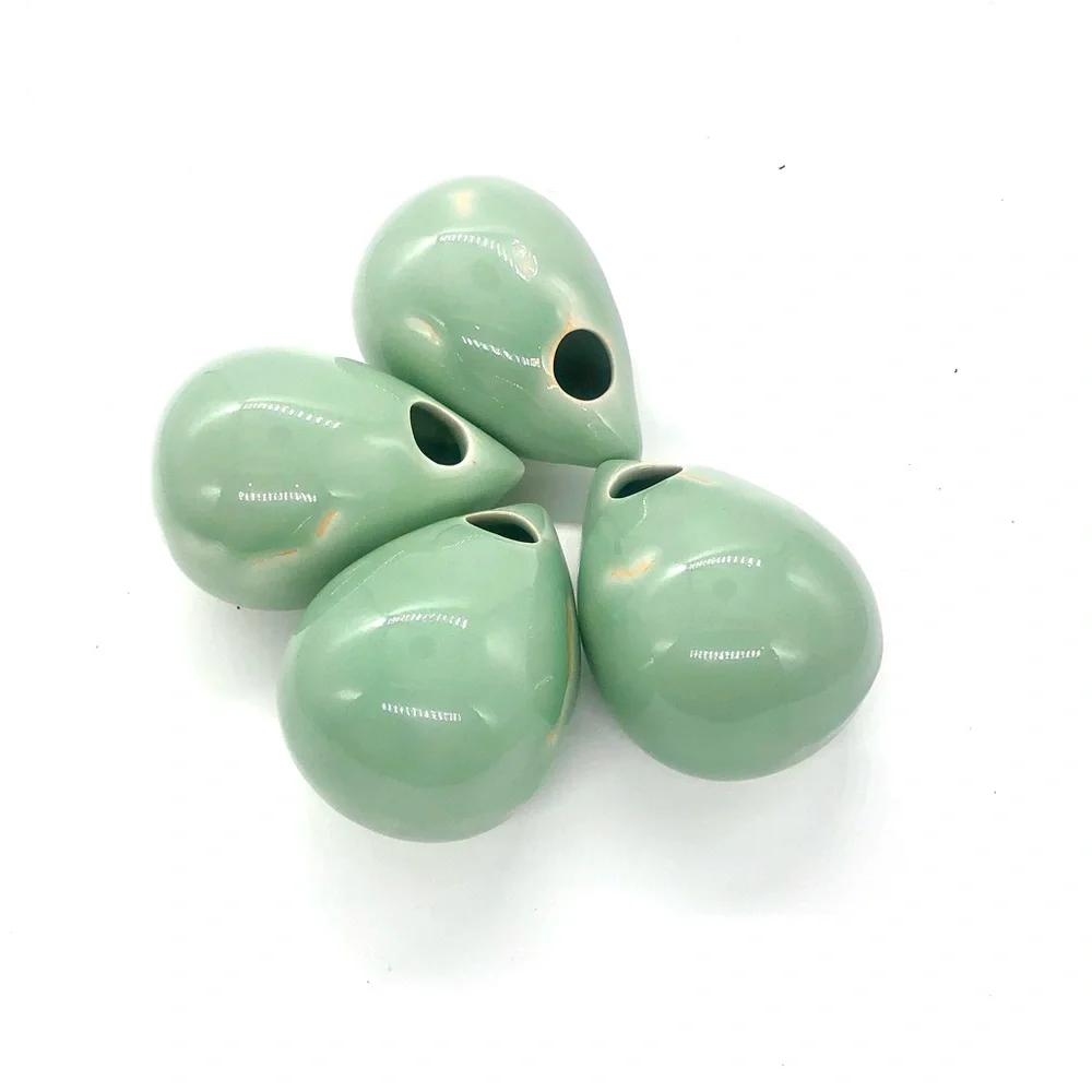 2PC mini tear drop shape wall hanging porcelain planter vase - Picture 4 of 6